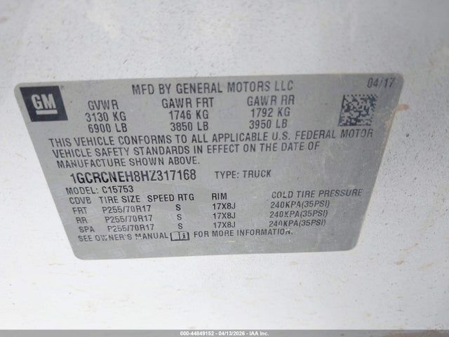 1GCRCNEH8HZ317168 Chevrolet Silverado 1500 Wt