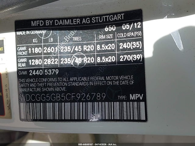 Продаж на аукціоні авто 2012 Mercedes-benz Glk 350, vin: WDCGG5GB5CF926789, номер лоту: 44849167
