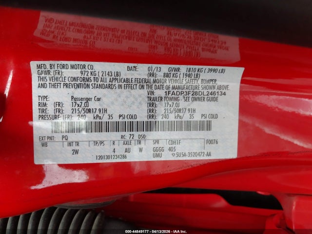 Продаж на аукціоні авто 2013 Ford Focus Se, vin: 1FADP3F28DL246134, номер лоту: 44849177