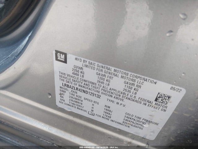 Продаж на аукціоні авто 2022 Buick Envision Fwd Preferred, vin: LRBAZLR42ND129132, номер лоту: 44849180