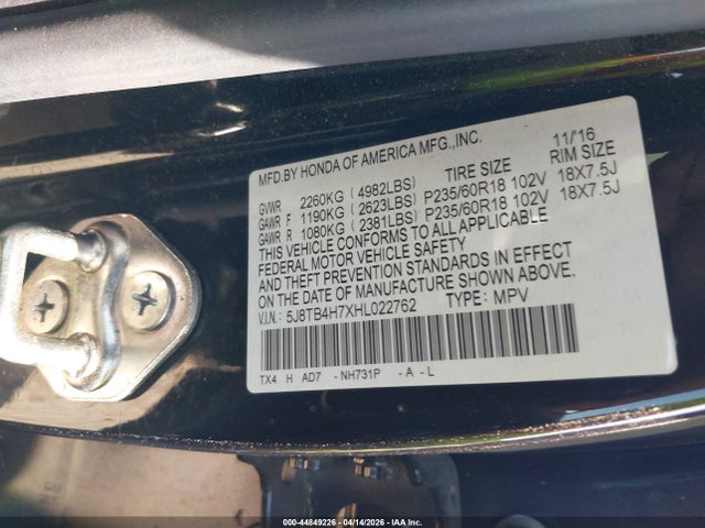 Aukcja sprzedaży 2017 Acura Rdx Advance Package, vin: 5J8TB4H7XHL022762, numer aukcji: 44849226