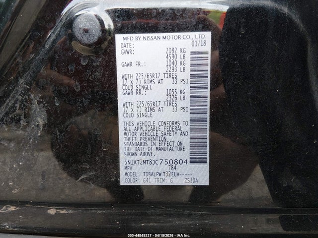 Продажа на аукционе авто 2018 Nissan Rogue S, vin: 5N1AT2MT8JC750804, номер лота: 44849237