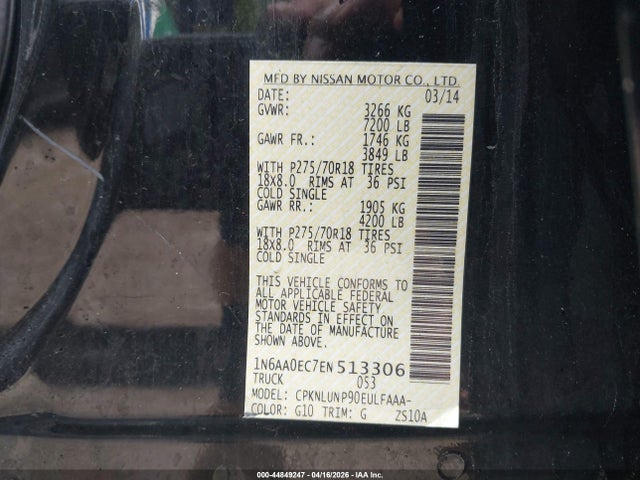 Nissan Titan Pro-4x 2014 1N6AA0EC7EN513306 Image 9