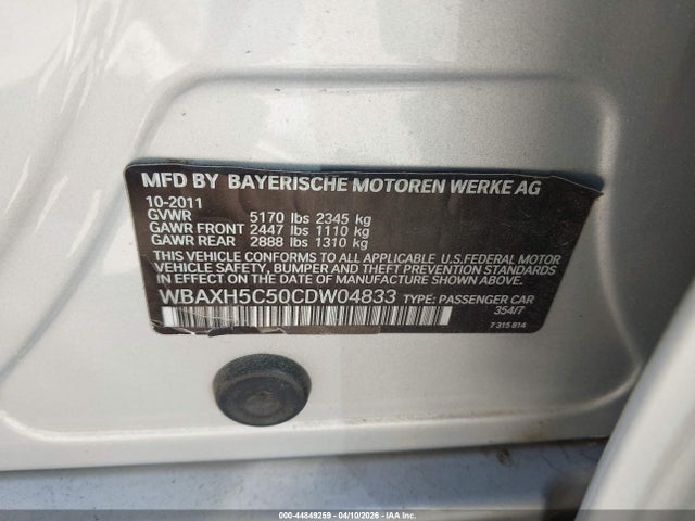 44849259 :رقم المزاد ، WBAXH5C50CDW04833 vin ، 2012 Bmw 528i Xdrive مزاد بيع