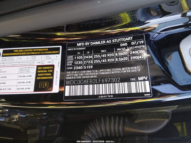Aukcja sprzedaży 2020 Mercedes-benz Glc 300 4matic, vin: WDC0G8EB2LF697302, numer aukcji: 44849261