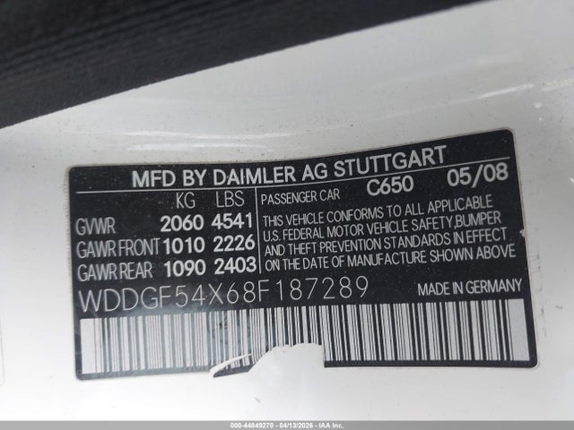 Aukcja sprzedaży 2008 Mercedes-benz C 300 Luxury/sport, vin: WDDGF54X68F187289, numer aukcji: 44849270