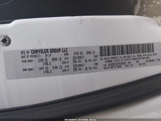 Продажа на аукционе авто 2015 Dodge Grand Caravan Sxt, vin: 2C4RDGCG5FR530976, номер лота: 44849310