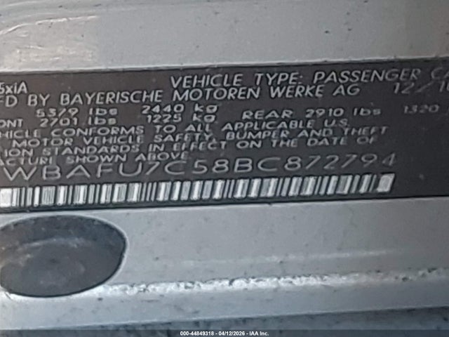 Продаж на аукціоні авто 2011 Bmw 535i Xdrive, vin: WBAFU7C58BC872794, номер лоту: 44849318