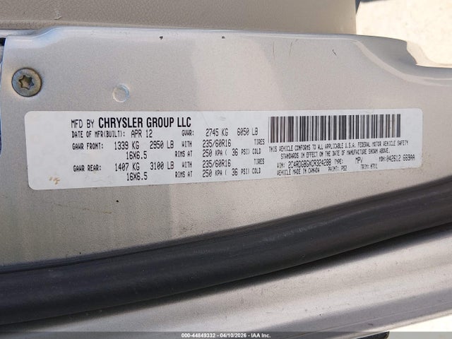 2012 DODGE GRAND CARAVAN 2C4RDGBGXCR324288 Photo 8