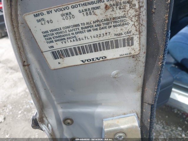 1990 Volvo 240 Dl მანქანა იყიდება აუქციონზე, vin: YV1AA8847L142237, აუქციონის ნომერი: 44849350