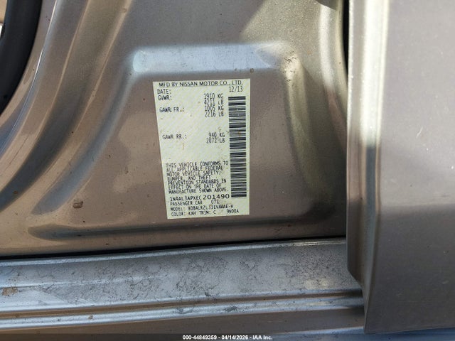 Aukcja sprzedaży 2014 Nissan Altima 2.5 S, vin: 1N4AL3APXEC201490, numer aukcji: 44849359
