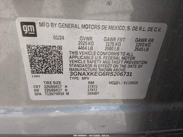 3GNAXKEG6RS206731 Chevrolet Equinox Fwd Lt
