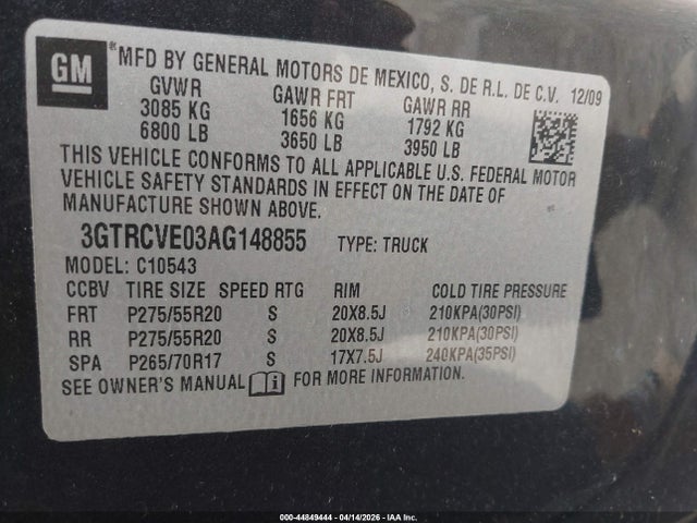 Продажа на аукционе авто 2010 Gmc Sierra 1500 Sle, vin: 3GTRCVE03AG148855, номер лота: 44849444