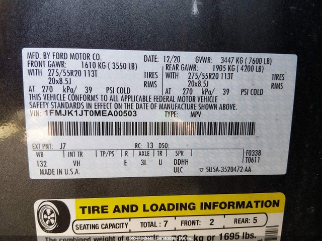 2021 FORD EXPEDITION 1FMJK1JT0MEA00503 Photo 8