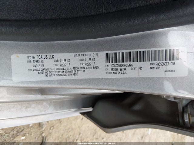 Продажа на аукционе авто 2015 Chrysler 200 Limited, vin: 1C3CCCAB1FN755406, номер лота: 44849466