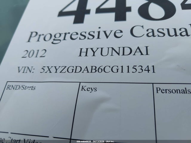 Aukcja sprzedaży 2012 Hyundai Santa Fe Gls, vin: 5XYZGDAB6CG115341, numer aukcji: 44849538