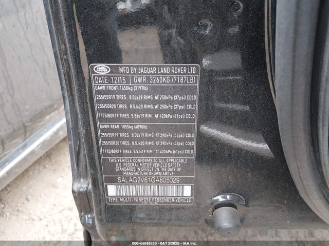 2016 LAND ROVER LR4 SALAG2V61GA806029 Photo 8