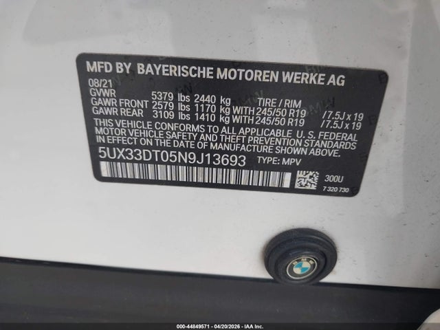 5UX33DT05N9J13693 BMW X4 Xdrive30i