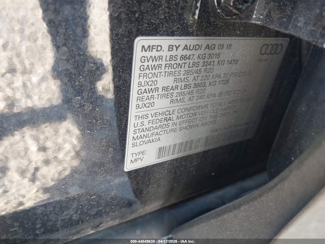 44849630 :رقم المزاد ، WA1LAAF75KD008136 vin ، 2019 Audi Q7 55 Premium/55 Se Premium مزاد بيع