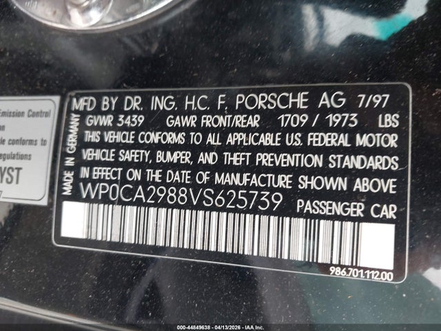 1997 PORSCHE BOXSTER WP0CA2988VS625739 Photo 8