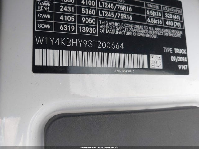 Aukcja sprzedaży 2025 Mercedes-benz Sprinter 2500 Standard Roof 4-cyl Diesel, vin: W1Y4KBHY9ST200664, numer aukcji: 44849644