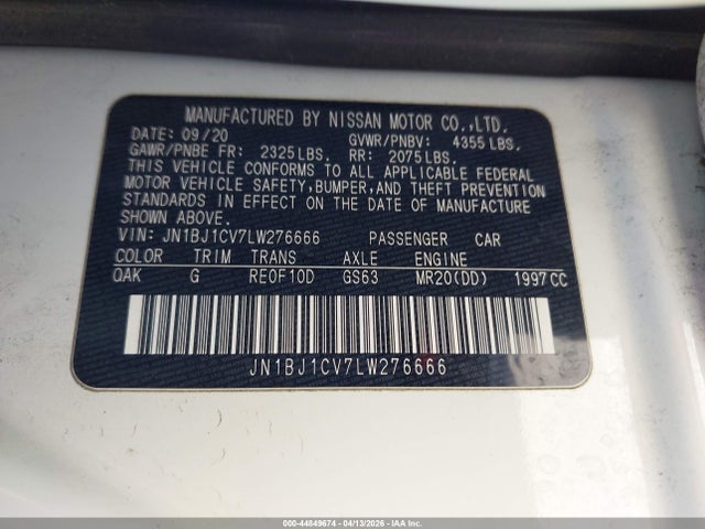 JN1BJ1CV7LW276666 Nissan Rogue Sport S Fwd Xtronic Cvt