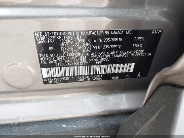 Toyota Rav4 Xle Premium 2026 2T36CRAV1TW012111 Image 9