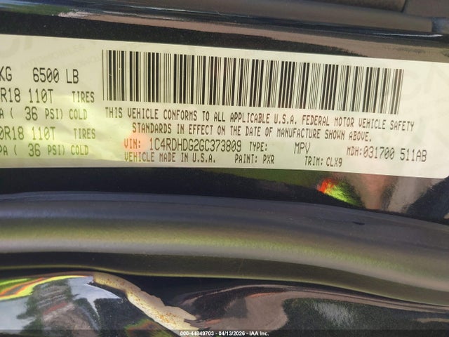 Продаж на аукціоні авто 2016 Dodge Durango Limited, vin: 1C4RDHDG2GC373809, номер лоту: 44849703