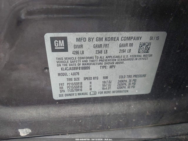 Продажа на аукционе авто 2015 Buick Encore, vin: KL4CJASB9FB188099, номер лота: 44849759