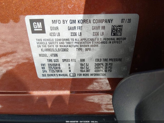 Aukcja sprzedaży 2020 Buick Encore Gx Fwd Select, vin: KL4MMDSL5LB133652, numer aukcji: 44849769