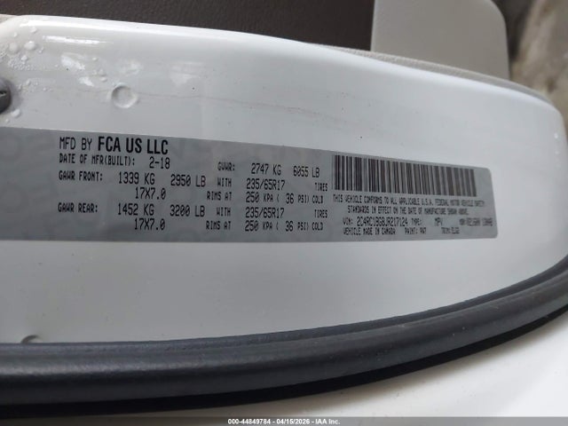 Auction sale of the 2018 Chrysler Pacifica Touring L, vin: 2C4RC1BG8JR217124, lot number: 44849784
