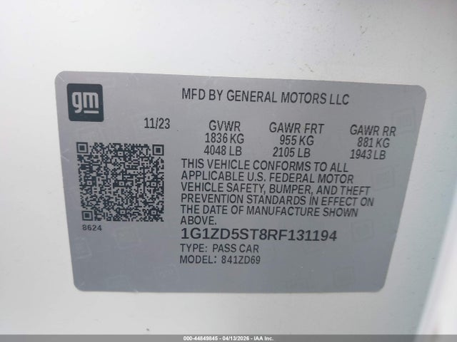 2024 CHEVROLET MALIBU 1G1ZD5ST8RF131194 Photo 8