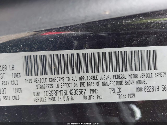 Продаж на аукціоні авто 2020 Ram 1500 Big Horn  4x4 6'4 Box, vin: 1C6SRFMT6LN293567, номер лоту: 44849860