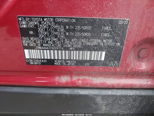 JTMAAAAA1PA009714 Toyota Bz4x Limited