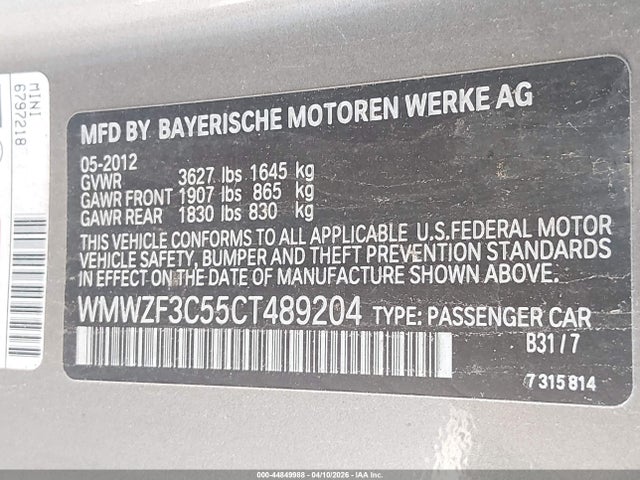 2012 MINI COOPER CLUBMAN WMWZF3C55CT489204 Photo 8