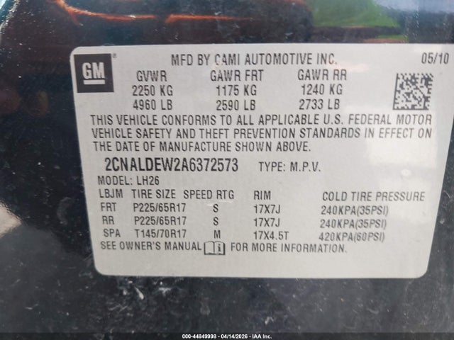 2010 CHEVROLET EQUINOX 2CNALDEW2A6372573 Photo 8