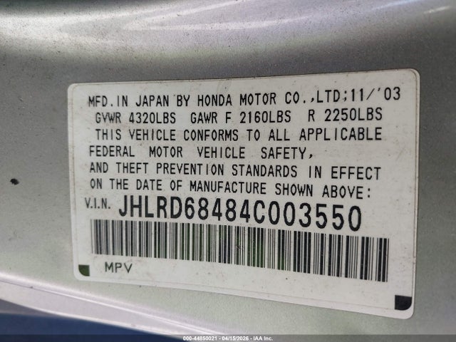 2004 HONDA CR-V JHLRD68484C003550 Photo 8
