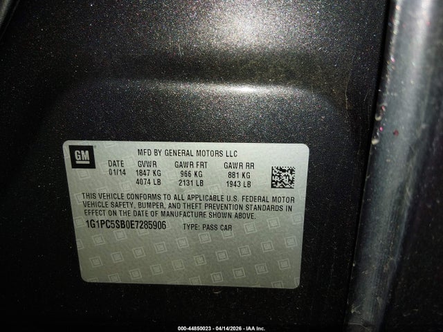 1G1PC5SB0E7285906 Chevrolet Cruze 1lt Auto