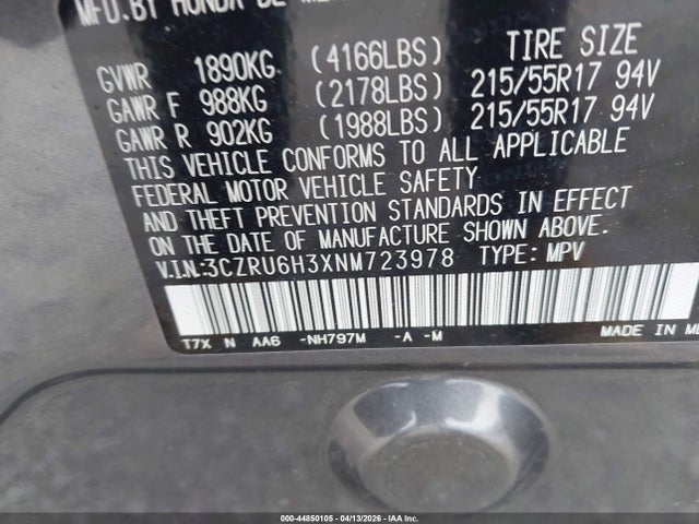 2022 HONDA HR-V 3CZRU6H3XNM723978 Photo 8