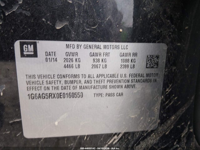 Продаж на аукціоні авто 2014 Cadillac Ats Standard, vin: 1G6AG5RX0E0160550, номер лоту: 44850142
