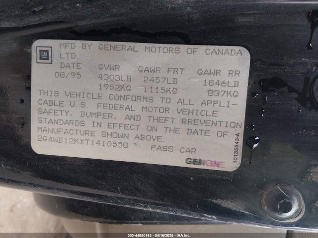 Продаж на аукціоні авто 1996 Buick Regal Custom/gran Sport, vin: 2G4WB12KXT1410558, номер лоту: 44850163