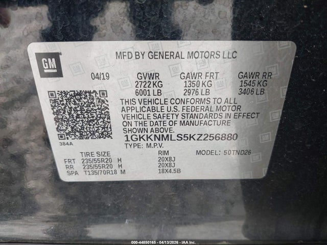 2019 Gmc Acadia Slt-1 მანქანა იყიდება აუქციონზე, vin: 1GKKNMLS5KZ256880, აუქციონის ნომერი: 44850165