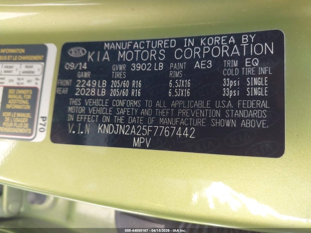 KIA Soul 2015 KNDJN2A25F7767442 Image 9