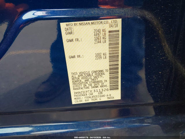 Продаж на аукціоні авто 2018 Nissan Leaf S, vin: 1N4AZ1CP7JC311326, номер лоту: 44850176