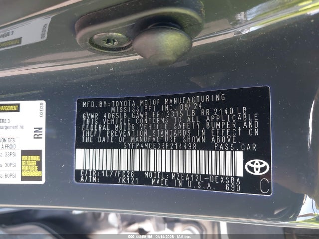 5YFP4MCE3RP214498 Toyota COROLLA SE