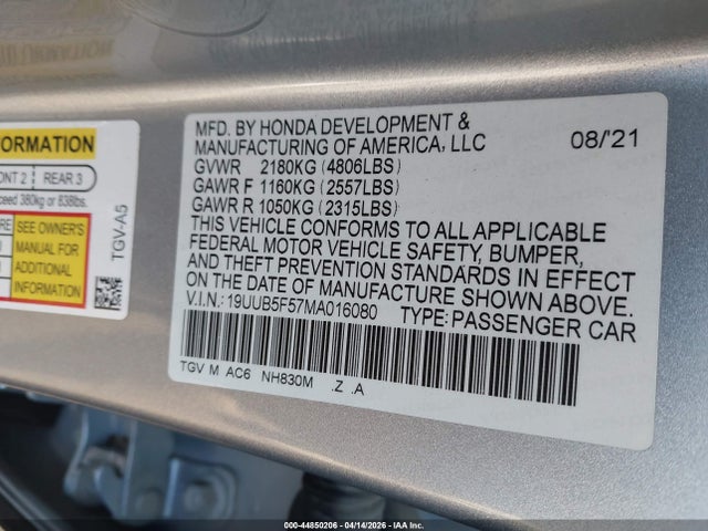 19UUB5F57MA016080 Acura Tlx A-spec Package