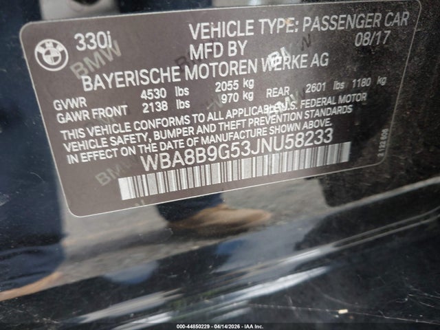 Aukcja sprzedaży 2018 Bmw 330i, vin: WBA8B9G53JNU58233, numer aukcji: 44850229