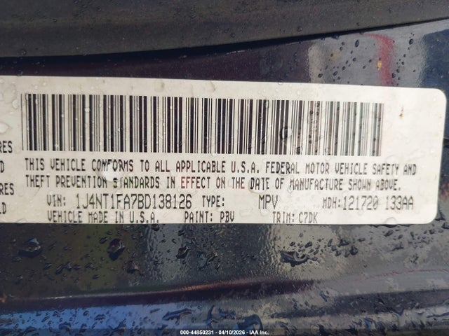 44850231 :رقم المزاد ، 1J4NT1FA7BD138126 vin ، 2011 Jeep Compass مزاد بيع