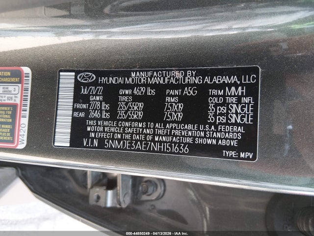 2022 HYUNDAI TUCSON 5NMJE3AE7NH151636 Photo 8