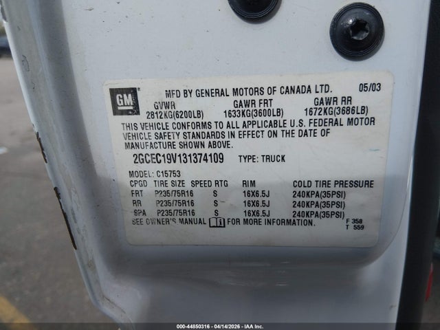 Продажа на аукционе авто 2004 Chevrolet Silverado 1500 Ls, vin: 2GCEK19T641231420, номер лота: 44850316